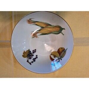 Royal Worcester Evesham Vtg 1961 Gold 6.75 Cereal Bowl England Corn-Dark Berries
